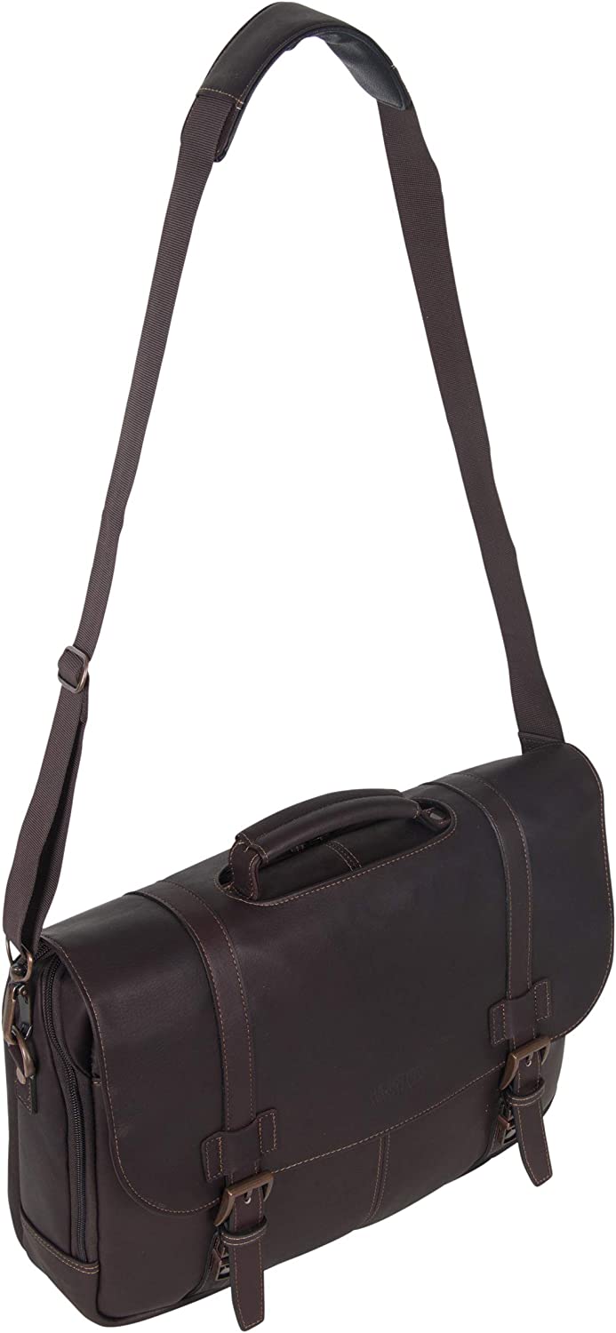 Kenneth Cole Reaction Show Business Full-Grain Colombian Leather Dual Compartment Flapover 15.6-inch Laptop Business Portfolio, Cognac - Image 3
